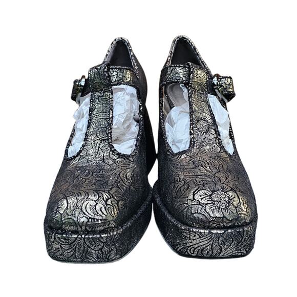 Metallic MaryJane Platform Heel Sam Edelman Circus Kay Size 9.5 Brown Floral EUC - Picture 3 of 13